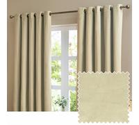 Furn Curtain Pair – The Ultimate Velvet Blackout Eyelet Curtain – Thermal Matte – Natural 229x183cm
