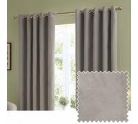 furn. The Ultimate Velvet Blackout Eyelet Curtain Pair - Soft Stylish Light Blocking Thermal Matte Velvet Drapes (Silver - 117x137cm)