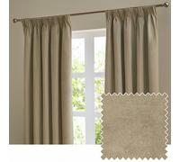 Furn The Ultimate Velvet Blackout Textured Woven Pencil Pleat Curtains Mocha 229Cm Width 229Cm Drop, Brown