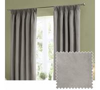 furn. The Ultimate Velvet Blackout Pencil Pleat Curtain Pair - Soft Stylish Light Blocking Thermal Matte Velvet Drapes (Silver - 168x137cm)