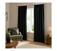 Furn Ultimate Velvet Pencil Pleat Curtains - Black - Black - 229cm x 137cm