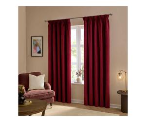 Furn Ultimate Velvet Pencil Pleat Curtains - Burgundy - 117cm x 137cm - Burgundy - 100% Polyester