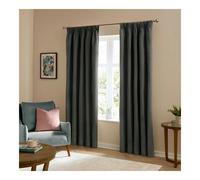 Furn Ultimate Velvet Pencil Pleat Curtains - Charcoal - 168cm x 137cm - Charcoal - 100% Polyester