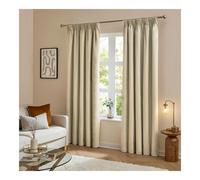 Furn Ultimate Velvet Pencil Pleat Curtains - Natural - 229cm x 229cm - Natural - 100% Polyester