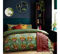 Furn. Untamed Cheetah Botanical Reversible Duvet Cover Set, King, Green