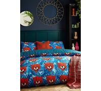 furn. Untamed Double Blue Cheetah Botanical Duvet Cover Set - Wilko