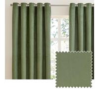 furn. Verso Blackout Eyelet Curtain Pair - Reversible Ring Top Light Blocking Suede Drapes (Green - 117x183cm)