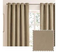 furn. Verso Blackout Eyelet Curtain Pair - Reversible Ring Top Light Blocking Suede Drapes (Mocha - 229x183cm)