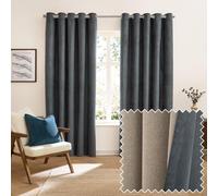 Furn Verso Reversible Suede-look Blackout Curtains Petrol 168Cm Width 229Cm Drop, Blue