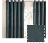 furn. Verso Blackout Eyelet Curtain Pair - Reversible Ring Top Light Blocking Suede Drapes (Petrol - 168x229cm)