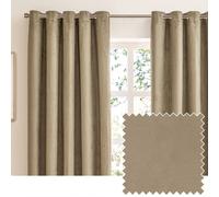 furn. Verso Blackout Eyelet Curtain Pair - Reversible Ring Top Light Blocking Suede Drapes (Mocha - 168x183cm)