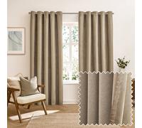 Furn Verso Suede-Look 100% Blackout Eyelet Curtain Pair In Brown Brown