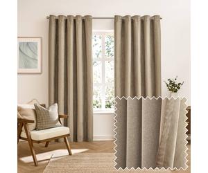 Furn Verso Suede-Look 100% Blackout Eyelet Curtain Pair In Brown Brown