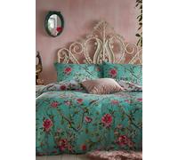 furn. Vintage Chinoiserie Jade Floral Reversible Duvet Cover and Pillowcase Set Green