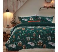 Furn. Winter Pine Festive Reversible Duvet Cover Set, Toddler/junior, Green