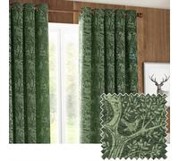 furn. Furn. Winter Woods Animal Chenille Eyelet Curtains In Emerald 168 X 137Cm