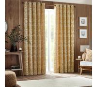 furn. Furn. Winter Woods Animal Chenille Eyelet Curtains In Ochre 117 X 137Cm