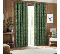 furn. Furn. Winter Woods Animal Chenille Eyelet Curtains In Emerald 168 X 229Cm