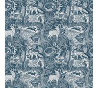 Furn. Winter Woods Blue Woodland Printed Wallpaper Sample