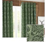 Furn Winter Woods Fully Lined Chenille Eyelet Curtains Emerald 229cm width 183cm drop, Multi
