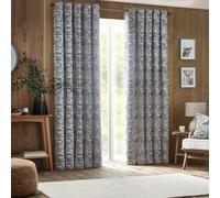furn. Winter Woods Animal Chenille Jacquard Eyelet Curtains - 2 Panels - Width x Drop - 229 x 137cm (90 x 54) - Midnight