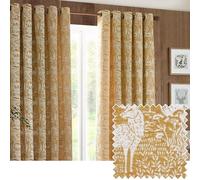 furn. Furn. Winter Woods Animal Chenille Eyelet Curtains In Ochre 117 X 183Cm