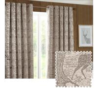 furn. Furn. Winter Woods Animal Chenille Eyelet Curtains In Taupe 117 X 137Cm