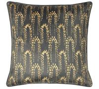 Furn Wisteria Printed Velvet Cushion In Charcoal Charcoal