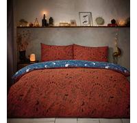 furn. Witchy Vibes Duvet Cover Set (Rust - Super King) | Reversible Autumnal Botanical Halloween Easycare Polycotton Bedding