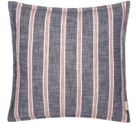 furn. Wylder Abersoch Stripe Cushion Cover - Nautical Stripe Coastal Cotton Decorative Case (Regatta Red - 50x50cm)