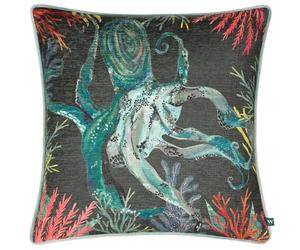 furn. Wylder Abyss Octopus Cushion Cover - Hand Painted Ocean Inspired Tropical Fish Chenille Decorative Case (Lichen - 43x43cm)