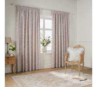 Wylder Nature Bella Room Darkening Pencil Pleat Curtain Pair - 100% Cotton Natural Botanical Floral Lined Drapes (Natural - L 229 x W 168cm - 2 Pannels)