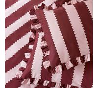 Wylder Birdie Stripe Ruffle Pillowcase Pair, Burgundy/blossom, 50 X 75Cm