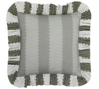 furn. Wylder Birdie Stripe Polyester Filled Cushion - Ruffle Edge Cotton Striped Decorative Pillow (Baygreen/Mist - 45x45cm)