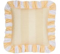 furn. Wylder Birdie Stripe Polyester Filled Cushion - Ruffle Edge Cotton Striped Decorative Pillow (Butter Yellow - 45x45cm)