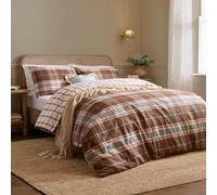 furn. Wylder Braemar Check Duvet Cover Set (Chocolate/Blue - Double) | Reversible 100% Soft Brushed Cotton Cosy Heritage Check Bedding