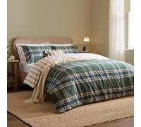 furn. Wylder Braemar Check Duvet Cover Set (Forest/Navy - Double) | Reversible 100% Soft Brushed Cotton Cosy Heritage Check Bedding