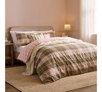 furn. Wylder Braemar Check Duvet Cover Set (Pink/Green - King) | Reversible 100% Soft Brushed Cotton Cosy Heritage Check Bedding