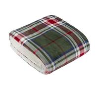 furn. Wylder Braemar Throw - Soft Cosy Tartan Check Sherpa Fleece Blanket (Berry/Pine - 140x180cm)