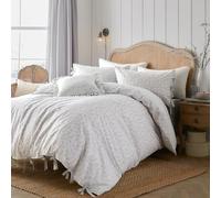 furn. Wylder Chloe Duvet Cover Set - 100% Tumbled Cotton Reversible Leaf Print Bedding (White - Double)