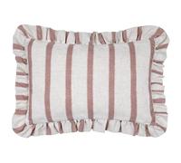furn. Wylder Connie Cushion Cover - Striped Ruffle Linen Textured Decorative Case (Clay Pink - 35x50cm)