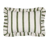 furn. Wylder Connie Cushion Cover - Striped Ruffle Linen Textured Decorative Case (Moss - 35x50cm)