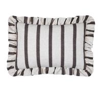 furn. Wylder Connie Feather Filled Cushion - Striped Ruffle Linen Textured Decorative Pillow (Chocolate - 35x50cm)