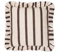 furn. Wylder Connie Square Cushion Cover - Striped Ruffle Linen Textured Decorative Case (Chocolate - 45x45cm)