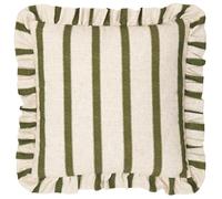 furn. Wylder Connie Square Cushion Cover - Striped Ruffle Linen Textured Decorative Case (Moss - 45x45cm)