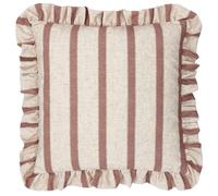 furn. Wylder Connie Square Feather Filled Cushion - Striped Ruffle Linen Textured Decorative Pillow (Clay Pink - 45x45cm)
