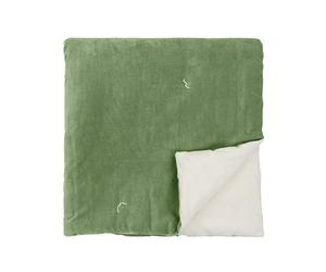 furn. Wylder Edie Bedspread - Soft Quilted Reversible Linen Look Cotton Velvet Bed Throw (Green - 140x220cm)