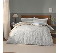 furn. Wylder Grace Leaf Duvet Cover Set - Matt Satin Jacquard Tonal Reverse Bedding (Mist Grey - King)