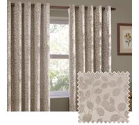 Wylder Grace Leaf Jacquard Room Darkening Eyelet Curtains Natural 117Cm Width 137Cm Drop, Cream