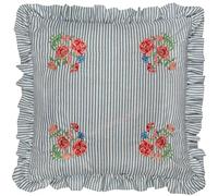 Wylder Martha Embroidered Ruffle Filled Cushion Blue 50 X 50Cm, Blue